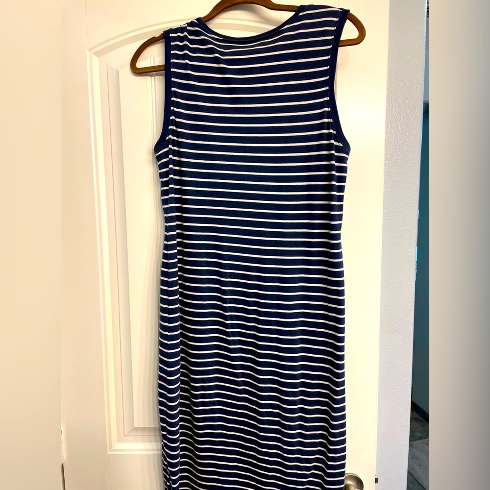 Blue dress. White strips. Simple & Cute. Good condition